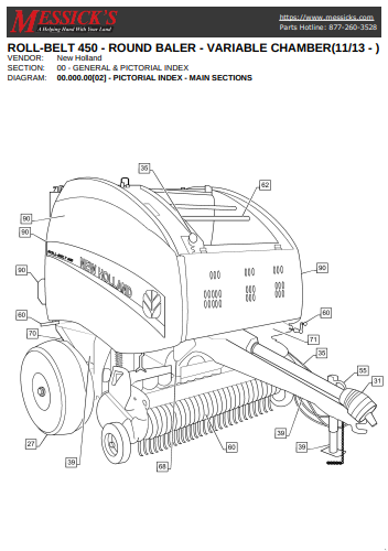 New Holland Roll Belt 450 Round Baler Parts Catalogue Manual 11/13 PDF