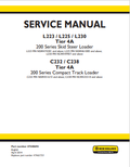 New Holland Skid Steer Loader L223, L225, L230, C232, C238 Tire 4A Compact Track Loader Service Manual 47540694 PDF