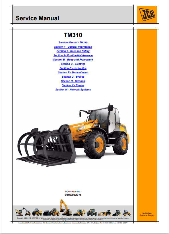 JCB TM310 Service Manual 9803/9520-9 PDF
