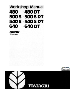 New Holland Fiat Trattori 480, 480DT, 500S, 500SDT, 540S, 540SDT, 640 And 640DT Tractor Workshop Manual 06910066 PDF