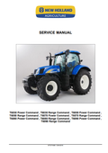 New Holland Power and Range Command T6030, T6050, T6070, T6080, T6090 Tractor Service Manual 87727160B PDF