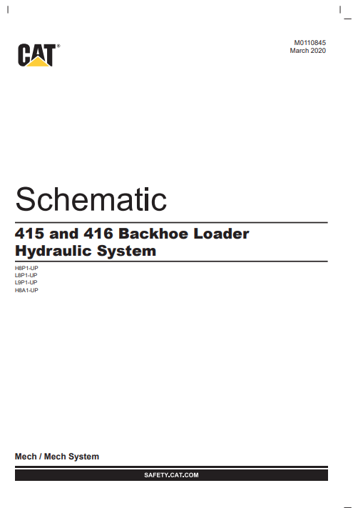 Caterpillar Cat 416 Backhoe Loader Electrical And Hydraulic Schematic Manual PDF | S/N L9P