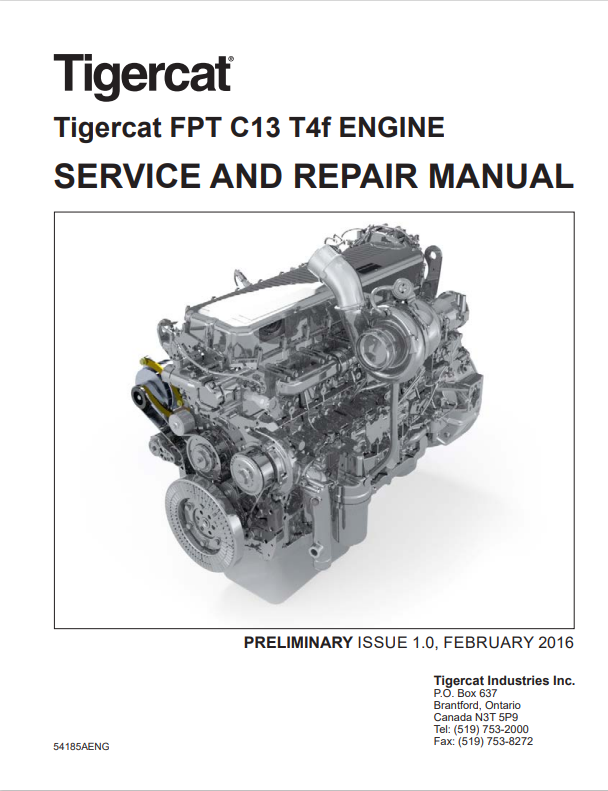 Tigercat FPT C13 T4F Engine Service And Repair Manual 60213AENG