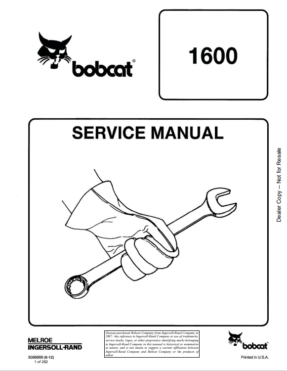 BOBCAT 1600 SERVICE MANUAL 6566906 PDF