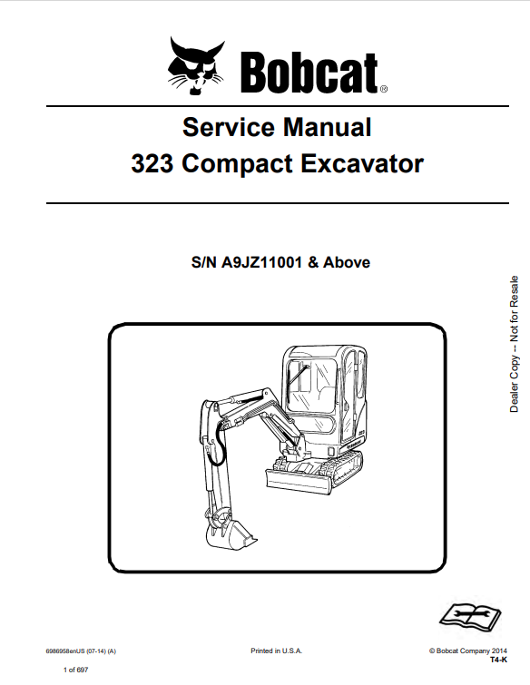 BOBCAT 323 COMPACT EXCAVATOR SERVICE MANUAL 6986958 PDF