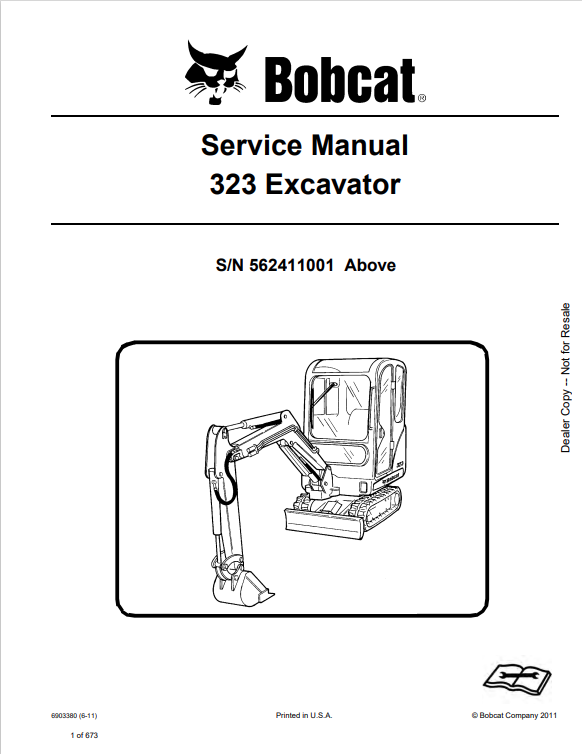 BOBCAT 323 EXCAVATOR SERVICE MANUAL 6903380 PDF