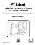 BOBCAT 324 COMPACT EXCAVATOR OPERATION AND MAINTENANCE MANUAL 6989592 PDF