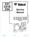 BOBCAT 331, 331E, 334 EXCAVATOR SERVICE MANUAL 6902743 PDF