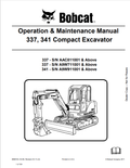 BOBCAT 337, 341 COMPACT EXCAVATOR OPERATION AND MAINTENANCE MANUAL 6986745 PDF