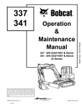 BOBCAT 337, 341 EXCAVATOR OPERATION AND MAINTENANCE MANUAL 6901022 PDF