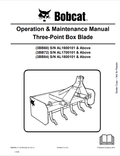 BOBCAT 3BB60, 3BB72, 3BB84 THREE-POINT BOX BLADE OPERATION AND MAINTENANCE MANUAL 6989542 PDF
