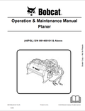 BOBCAT 40PSL PLANER OPERATION AND MAINTENANCE MANUAL 6901046 PDF