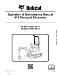 BOBCAT 418 COMPACT EXCAVATOR OPERATION AND MAINTENANCE MANUAL 6900847 PDF