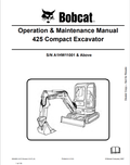 BOBCAT 425 COMPACT EXCAVATOR OPERATION AND MAINTENANCE MANUAL 6904865 PDF