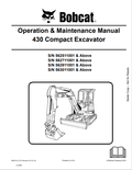 BOBCAT 430 COMPACT EXCAVATOR OPERATION AND MAINTENANCE MANUAL 6902316 PDF