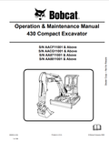 BOBCAT 430 COMPACT EXCAVATOR OPERATION AND MAINTENANCE MANUAL 6986954 PDF