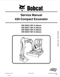 BOBCAT 430 COMPACT EXCAVATOR SERVICE MANUAL 6902318 PDF