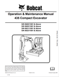 BOBCAT 435 COMPACT EXCAVATOR OPERATION AND MAINTENANCE MANUAL 6902330 PDF