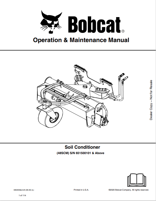 BOBCAT 48SCM SOIL CONDITIONER OPERATION AND MAINTENANCE MANUAL 6902008 PDF