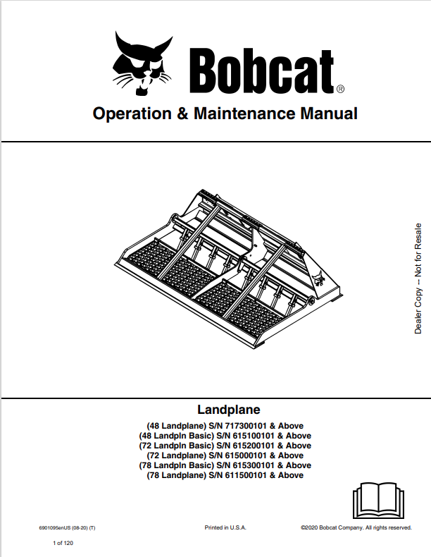 BOBCAT 48, 72, 78 LANDPLANE OPERATION AND MAINTENANCE MANUAL 6901095 PDF