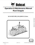 BOBCAT 82 V/H ROOT GRAPPLE OPERATION AND MAINTENANCE MANUAL 6989430 PDF