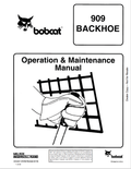 BOBCAT 909 BACKHOE OPERATION AND MAINTENANCE MANUAL 6556867 PDF