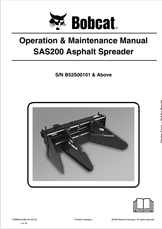 BOBCAT ASPHALT PROCESSOR OPERATION AND MAINTENANCE MANUAL 6990461 PDF
