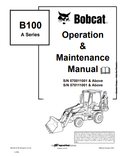 BOBCAT B100 A SERIES LOADER BACKHOE OPERATION AND MAINTENANCE MANUAL 6901842 PDF