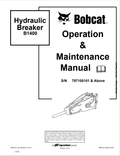 BOBCAT B1400 HYDRAULIC BREAKER OPERATION AND MAINTENANCE MANUAL 6902190 PDF