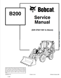 BOBCAT B200 BACKHOE LOADER SERVICE MANUAL 6901848 PDF