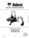 BOBCAT BH66, BH76, BH86, BH86-5 COMPACT TRACTOR BACKHOE OPERATION AND MAINTENANCE MANUAL 7376988 PDF