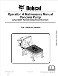 BOBCAT CONCRETE PUMP OPERATION AND MAINTENANCE MANUAL 6903366 PDF
