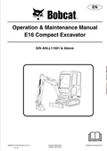 BOBCAT E16 COMPACT EXCAVATOR OPERATION AND MAINTENANCE MANUAL 6989423 PDF