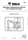 BOBCAT E17 COMPACT EXCAVATOR OPERATION AND MAINTENANCE MANUAL 7255010 PDF