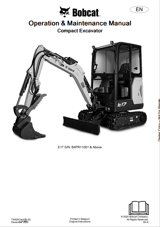 BOBCAT E17 COMPACT EXCAVATOR OPERATION AND MAINTENANCE MANUAL 7349201 PDF
