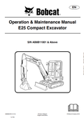 BOBCAT E25 COMPACT EXCAVATOR OPERATION AND MAINTENANCE MANUAL 6989690 PDF