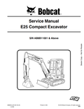BOBCAT E25 COMPACT EXCAVATOR SERVICE MANUAL 6989691 PDF