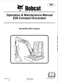 BOBCAT E26 COMPACT EXCAVATOR OPERATION AND MAINTENANCE MANUAL 6989694 PDF