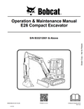 BOBCAT E26 COMPACT EXCAVATOR OPERATION AND MAINTENANCE MANUAL 6990438 PDF