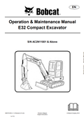 BOBCAT E32 COMPACT EXCAVATOR OPERATION AND MAINTENANCE MANUAL 6987270 PDF