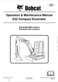 BOBCAT E32 COMPACT EXCAVATOR OPERATION AND MAINTENANCE MANUAL 6990440 PDF