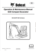 BOBCAT E35 COMPACT EXCAVATOR OPERATION AND MAINTENANCE MANUAL 6987275 PDF