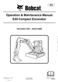 BOBCAT E45 COMPACT EXCAVATOR OPERATION AND MAINTENANCE MANUAL 6989436 PDF