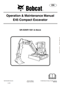 BOBCAT E45 COMPACT EXCAVATOR OPERATION AND MAINTENANCE MANUAL 7300145 PDF