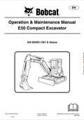 BOBCAT E50 COMPACT EXCAVATOR OPERATION AND MAINTENANCE MANUAL 7300147 PDF