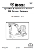 BOBCAT E62 COMPACT EXCAVATOR OPERATION AND MAINTENANCE MANUAL 6990793 PDF