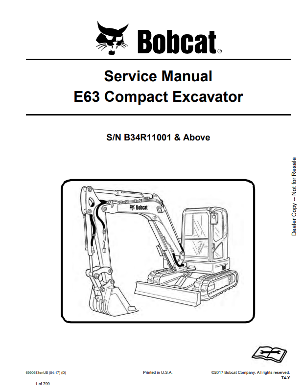 BOBCAT E63 COMPACT EXCAVATOR SERVICE MANUAL 6990613 PDF