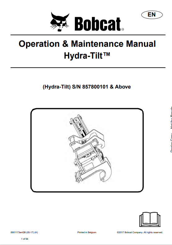 BOBCAT HYDRA-TILT OPERATION AND MAINTENANCE MANUAL 6901173 PDF