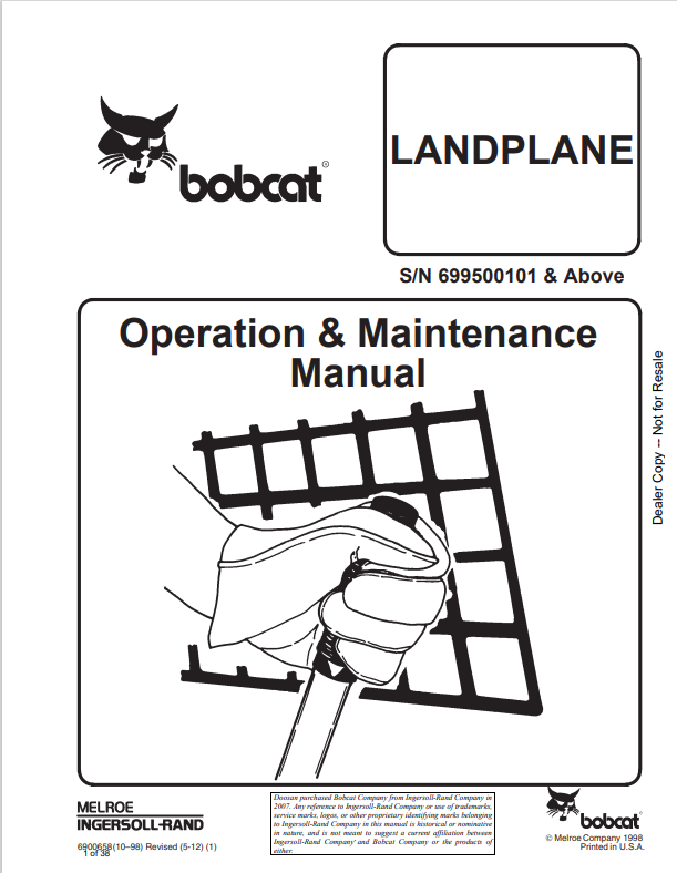 BOBCAT LANDPLANE OPERATION AND MAINTENANCE MANUAL 6900658 PDF