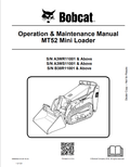 BOBCAT MT52 MINI LOADER OPERATION AND MAINTENANCE MANUAL 6986856 PDF